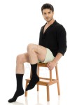 Siyah Renk Kışlık Erkek Bambu Çorap 6'lı Set - 138