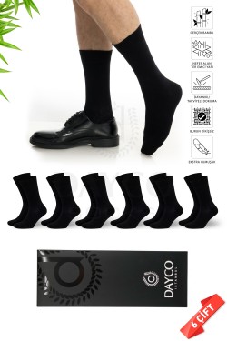 Siyah Renk Kışlık Erkek Bambu Çorap 6'lı Set - 138