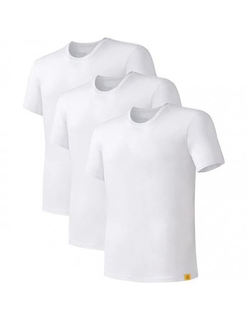 DAYCO Bisiklet Yaka Bambu Beyaz Renk Erkek T-Shirt 3lü - S Beden - ICT201-S-BBYZ