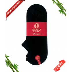Siyah Renk Yazlık Kadın Bambu Sneakers Çorap (Görünmez Çorap) 4'lü Set - 570SYH
