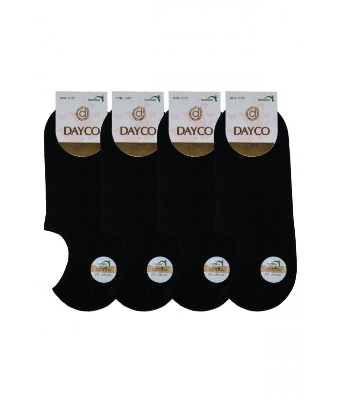 Siyah Renk Yazlık Kadın Bambu Sneakers Çorap 4'lü Set
