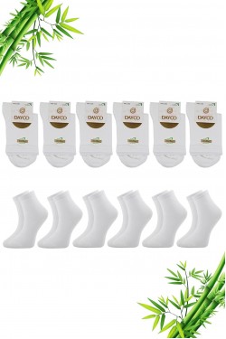 Beyaz Renk Bambu Kadın Çorap 6'lı Soket - 350BYZ