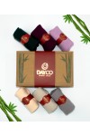 Renkli Kadın Bambu Soket Çorap 6'lı Asorti Set Hediyelik Kutulu - 556