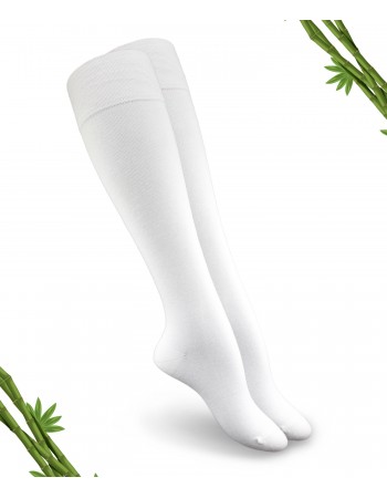 Beyaz Renk Premium Bambu Dikişsiz Kadın Dizaltı Çorap(1 çift) - 390-BYZ