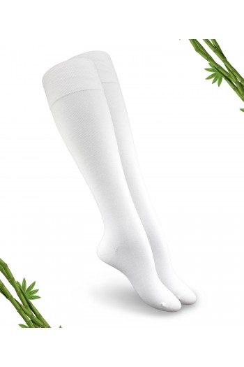 Beyaz Renk Premium Bambu Dikişsiz Kadın Dizaltı Çorap(1 çift) - 390-BYZ