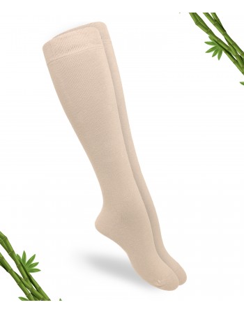 Premium Dikişsiz Bej Rengi Bambu Kadın Dizaltı Çorap (Ten Rengi Dizaltı Bambu Çorap) -392-BEJ-35-38