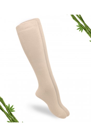 Premium Dikişsiz Bej Rengi Bambu Kadın Dizaltı Çorap (Ten Rengi Dizaltı Bambu Çorap) -392-BEJ-35-38