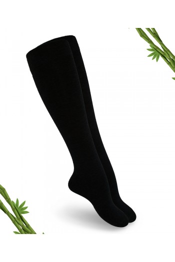 Siyah Renk Premium Bambu Dikişsiz Kadın Dizaltı Çorap(1 çift) - 384-SYH