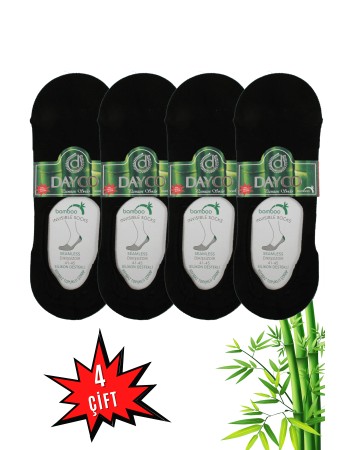 Dayco Siyah Renk Erkek Dikişsiz Bambu Babet Çorap  4'lü Set - C100-36-40