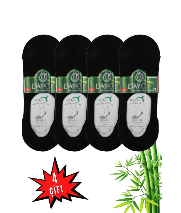 Siyah Renk Erkek Bambu Babet Çorap 4'lü Set - C100