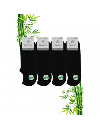 Siyah Renk Yazlık Erkek Bambu Sneakers Çorap (Görünmez Çorap) 4'lü Set 522SYH-38-40