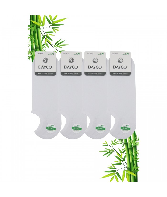 Beyaz Renk Yazlık Erkek Bambu Sneakers Çorap (Görünmez Çorap) 4'lü Set - 521BYZ