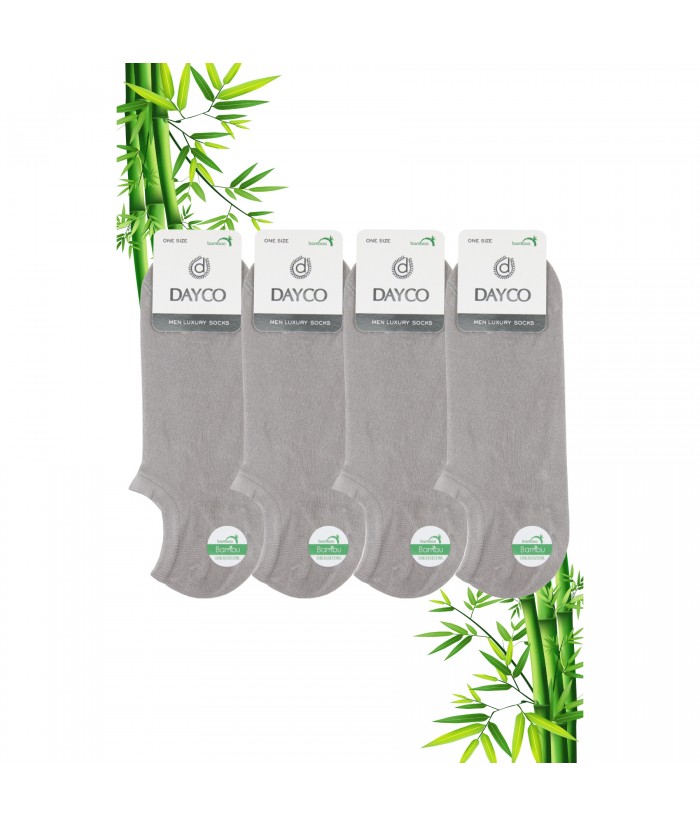 Gri-Taş Renk Yazlık Erkek Bambu Sneakers Çorap (Görünmez Çorap) 4'lü Set - 525TGRI
