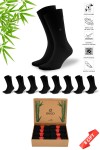 Siyah Renk Yazlık Erkek Bambu Çorap Soket 8'li Set - 478
