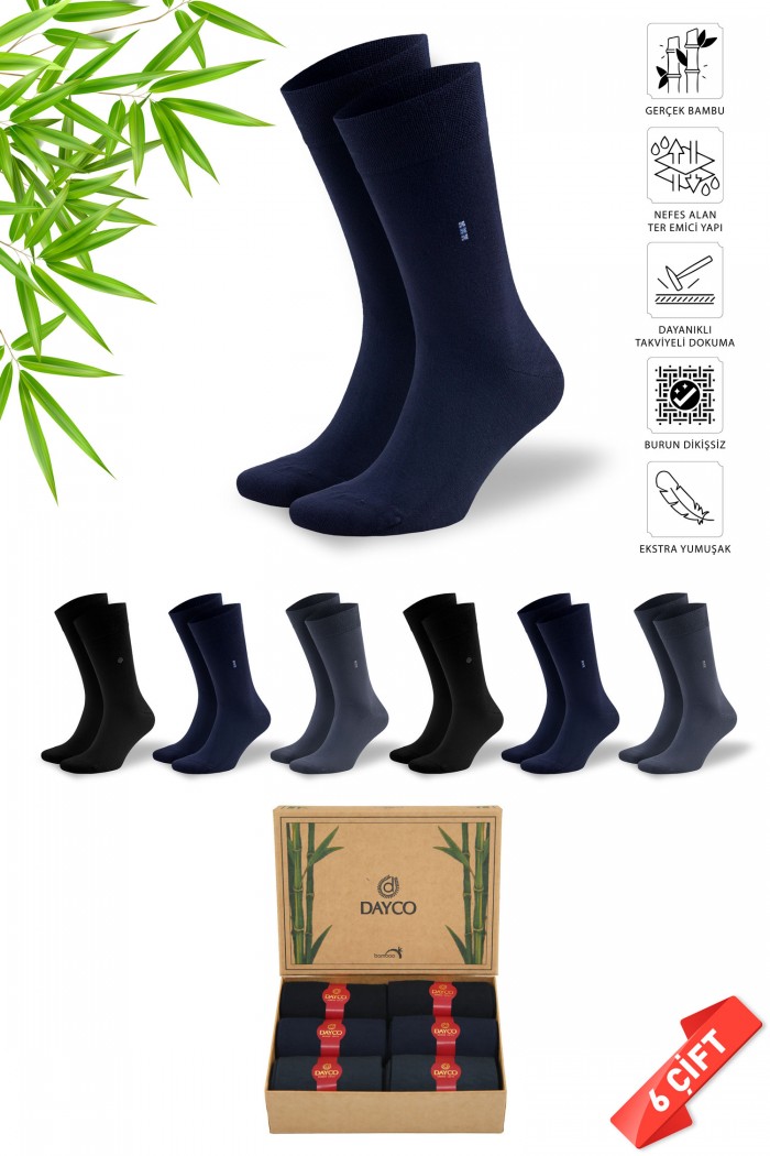 Mevsimlik Premium Erkek Bambu Çorap 6'lı Asorti Set - 482