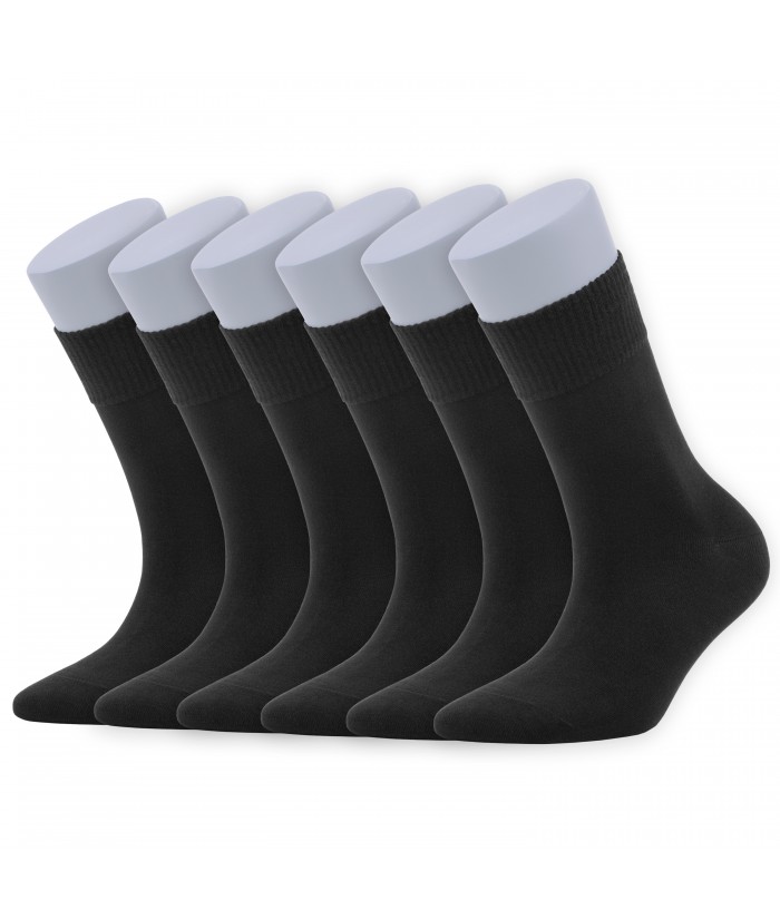Siyah Renk Yazlık Diyabetik Erkek Bambu Çorap Soket 6'lı Set - 901