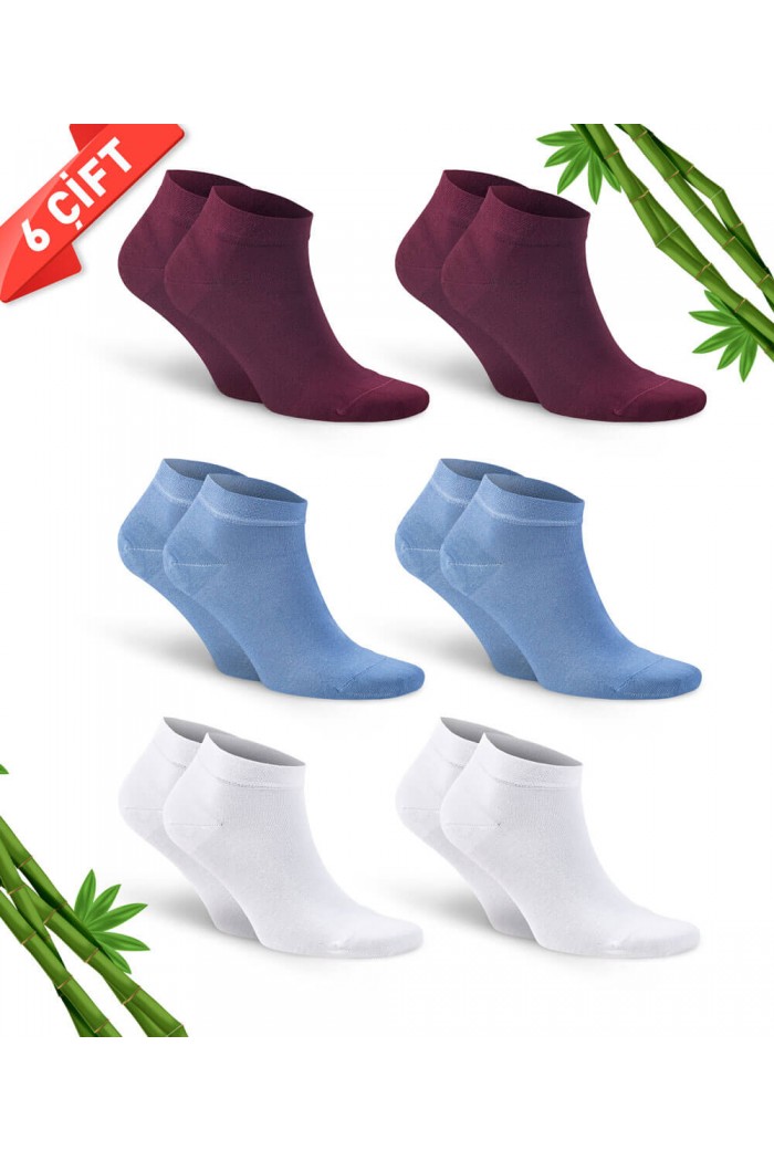 Yazlık Erkek Bambu Patik Çorap 6'lı Asorti Set - 10500-BBM