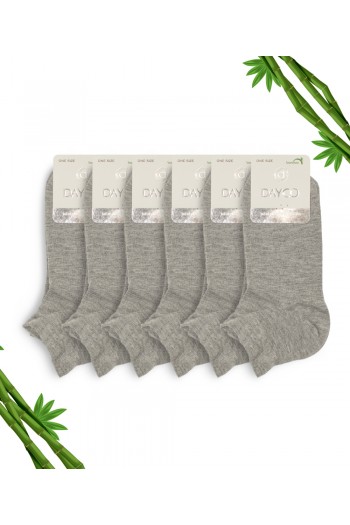 Gri Melanj Renk Dikişsiz Premium  Erkek Bambu Patik Çorap 6'lı Set - 10500-GRML