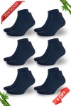Lacivert Renk Battal Boy Yazlık Erkek Bambu Patik Çorap 6'lı Set - 10509-LACI-47-50