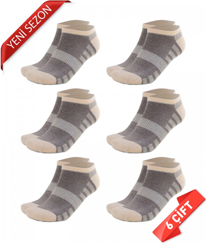 Premium Dikişsiz Bambu Erkek Süper Patik Çorap -10534-BEJ-36-40