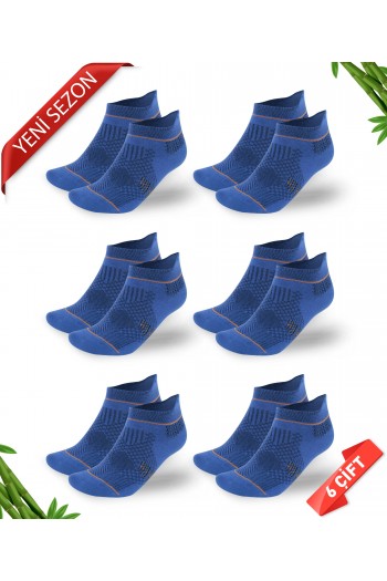 Premium Dikişsiz Kulaklı Bambu Süper Patik Çorap - 43-46 - 10590-MAVI-43-46