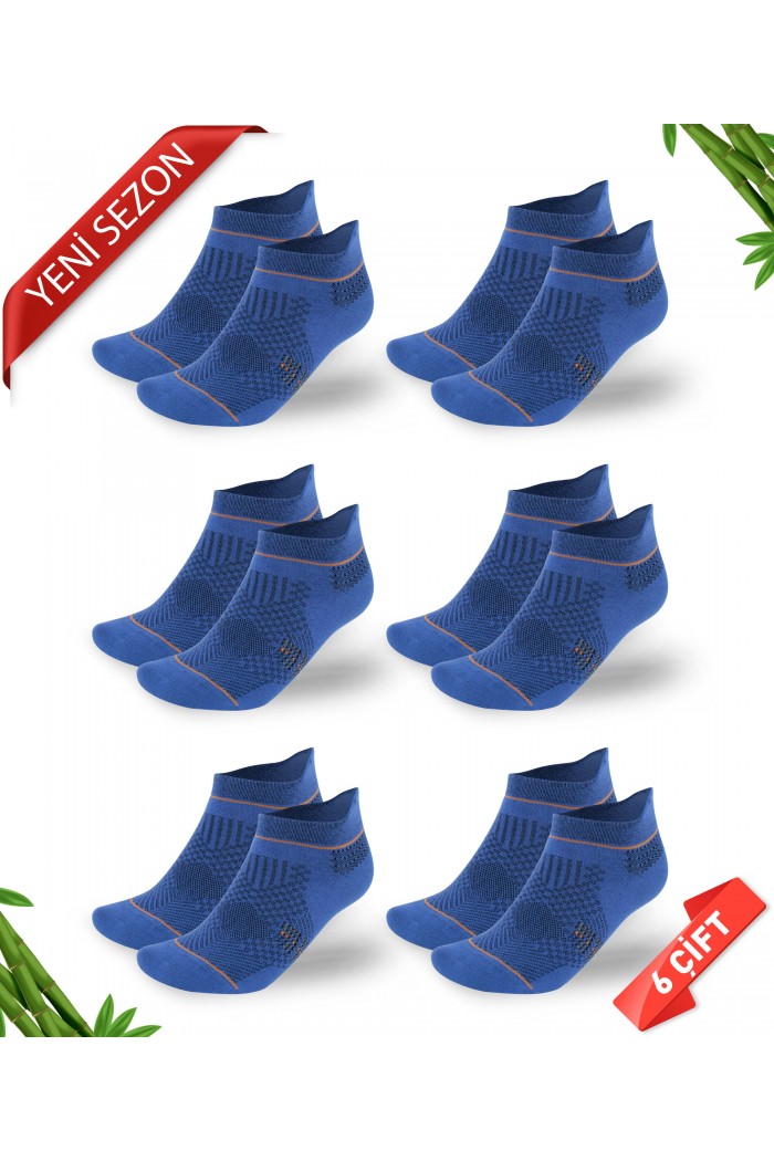 Premium Dikişsiz Kulaklı Bambu Süper Patik Çorap - 39-42 - 10590-MAVI-39-42