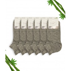 Gri Melanj Renk Dikişsiz Premium Battal Boy Erkek Bambu Patik Çorap 6'lı Set - 10509-GRML-47-50