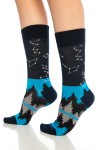 Gece-Yıldız Desenli Renkli Kadın Çorap Soket - 701-Gece-SKT
