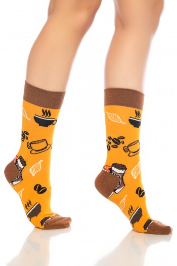 Kahve Desenli Renkli Erkek Çorap Soket - 713-Kahve-SKT