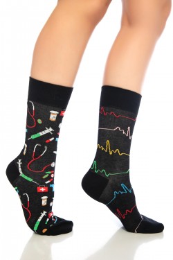 Sağlık Desenli Renkli Erkek Çorap Soket - 700-SGLK-SKT