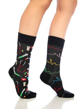 Sağlık Desenli Renkli Erkek Çorap Soket - 700-SGLK-SKT