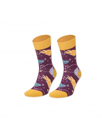 Uzay Desenli Renkli Kadın Çorap Soket