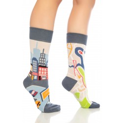 Yol-Navigasyon Desenli Renkli Erkek Çorap Soket