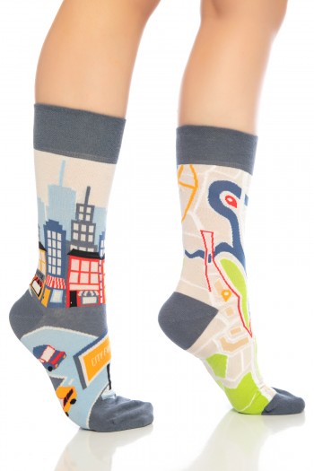 Yol-Navigasyon Desenli Renkli Kadın Çorap Soket - 720-Yol-SKT