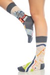 Yol-Navigasyon Desenli Renkli Erkek Çorap Soket - 720-Yol-SKT