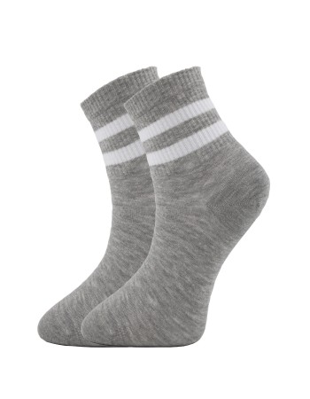 Gri Melanj Renk Tenis Çizgili Erkek Renkli Çorap - 654-GRI