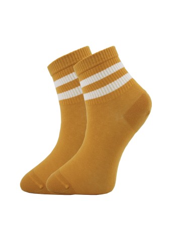 Sarı Renk Tenis Çizgili Kadın Renkli Çorap - 657-SARI
