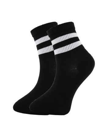 Siyah Renk Tenis Çizgili Kadın Renkli Çorap - 656-SYH