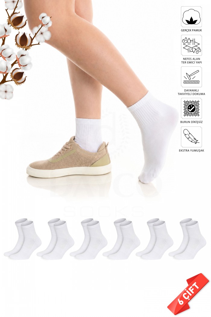 Premium Unisex Beyaz Renk Pamuk Spor Çorap - 4530-BYZ-36-40 Premium Unisex Beyaz Renk Pamuk Spor Çorap - 4530-BYZ-36-40