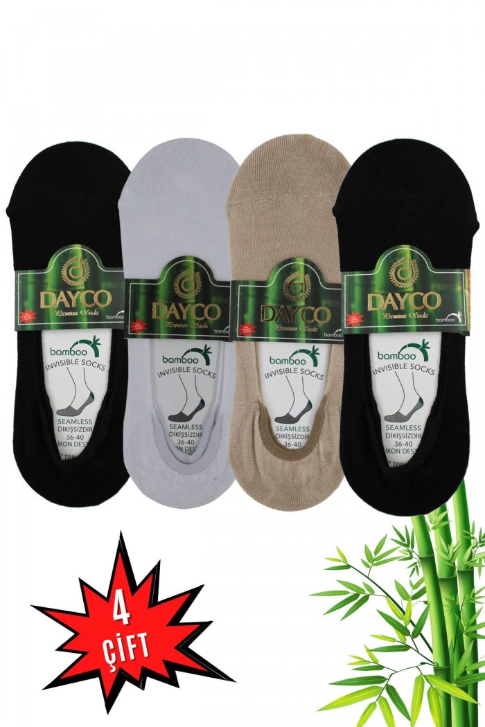 Yazlık Kadın Bambu Babet Çorap 4'lü Asorti Set - C50SBB