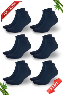 Lacivert Renk Yazlık Erkek Bambu Patik Çorap 6'lı Set - 10500-L