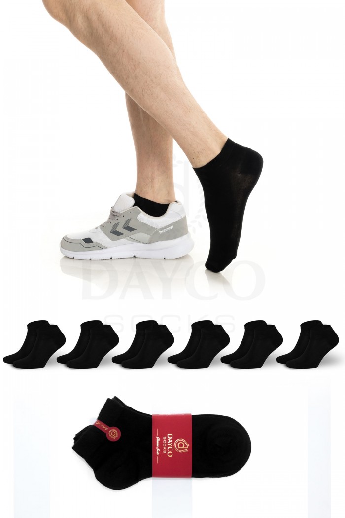 Siyah Renk Yazlık Erkek Bambu Patik Çorap 6'lı Set - 10500-S