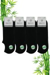 Siyah Renk Yazlık Erkek Bambu Sneakers Çorap (Görünmez Çorap) 4'lü Set 522SYH-38-40