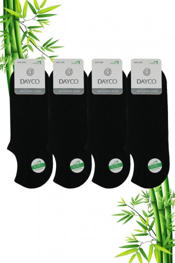 Siyah Renk Yazlık Erkek Bambu Sneakers Çorap (Görünmez Çorap) 4'lü Set - 522SYH