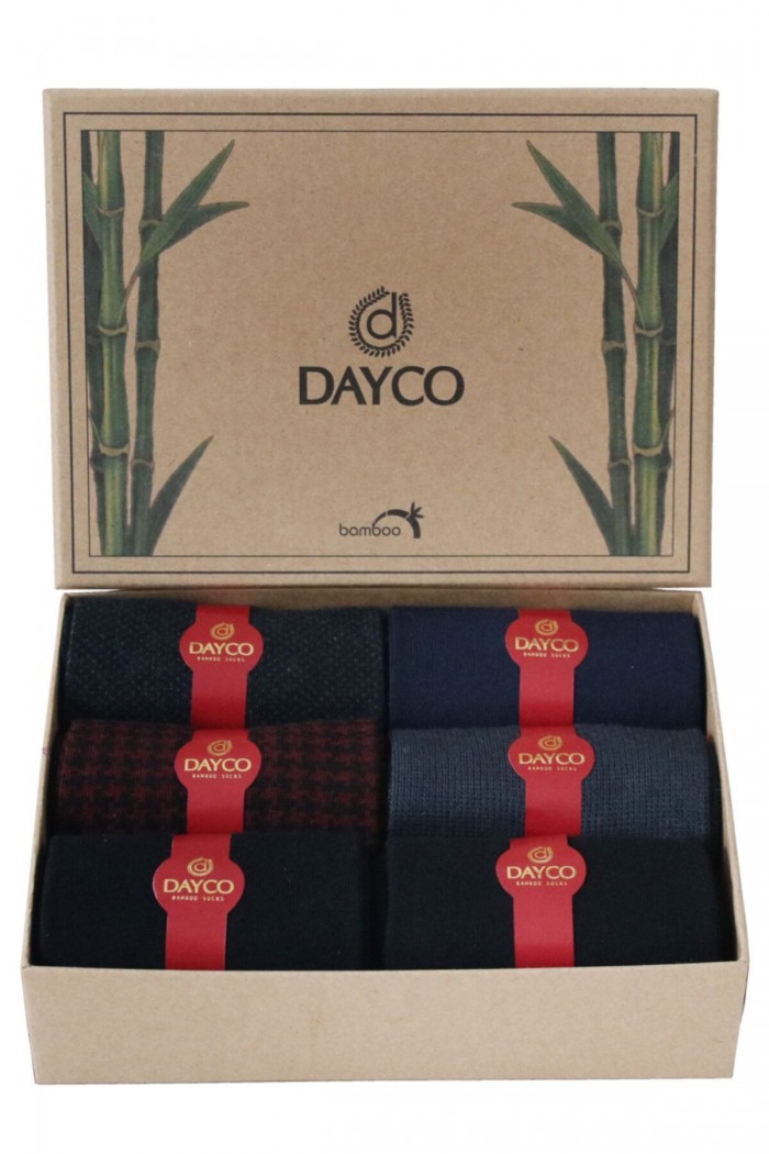 Kışlık Premium Erkek Bambu Çorap 6'lı Asorti Set Hediyelik Kutu - 483