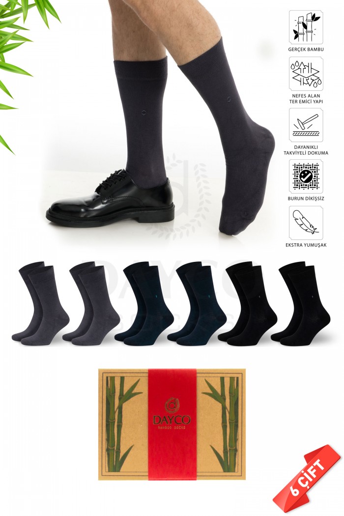 Mevsimlik Premium Erkek Bambu Çorap 6'lı Asorti Set - 482