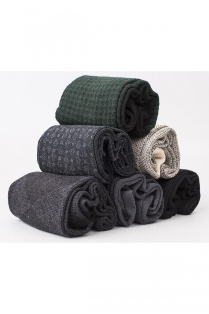 Kışlık Erkek Bambu Çorap Soket 6'lı Asorti Set - 484