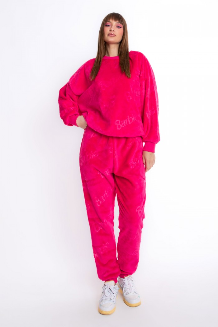 Barbie Temalı Fuşya Renk Kadın Polar Eşofman Takımı - 57330-BRBPLR-XL
