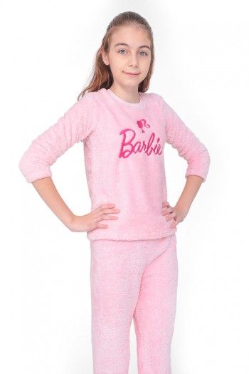 Barbie Temalı Pembe Çocuk Polar Eşofman Takımı - 57740-BRBCTKM-10Y