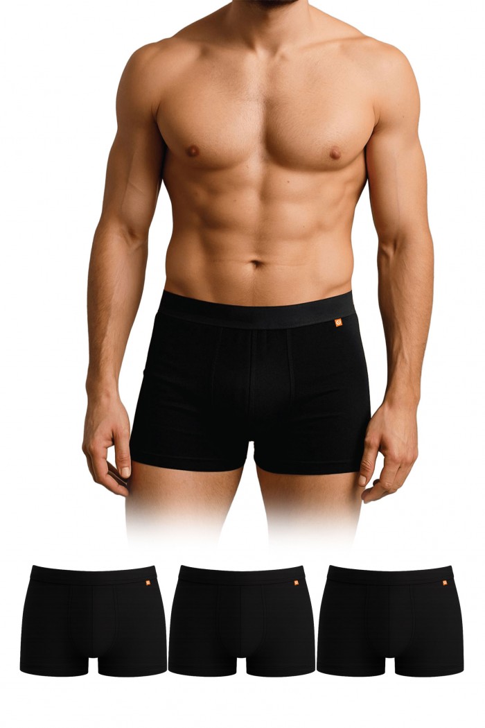 Dayco Premium Cotton Erkek Boxer Siyah Renk Üçlü Paket - CBX103-L-SYH-UCLU
